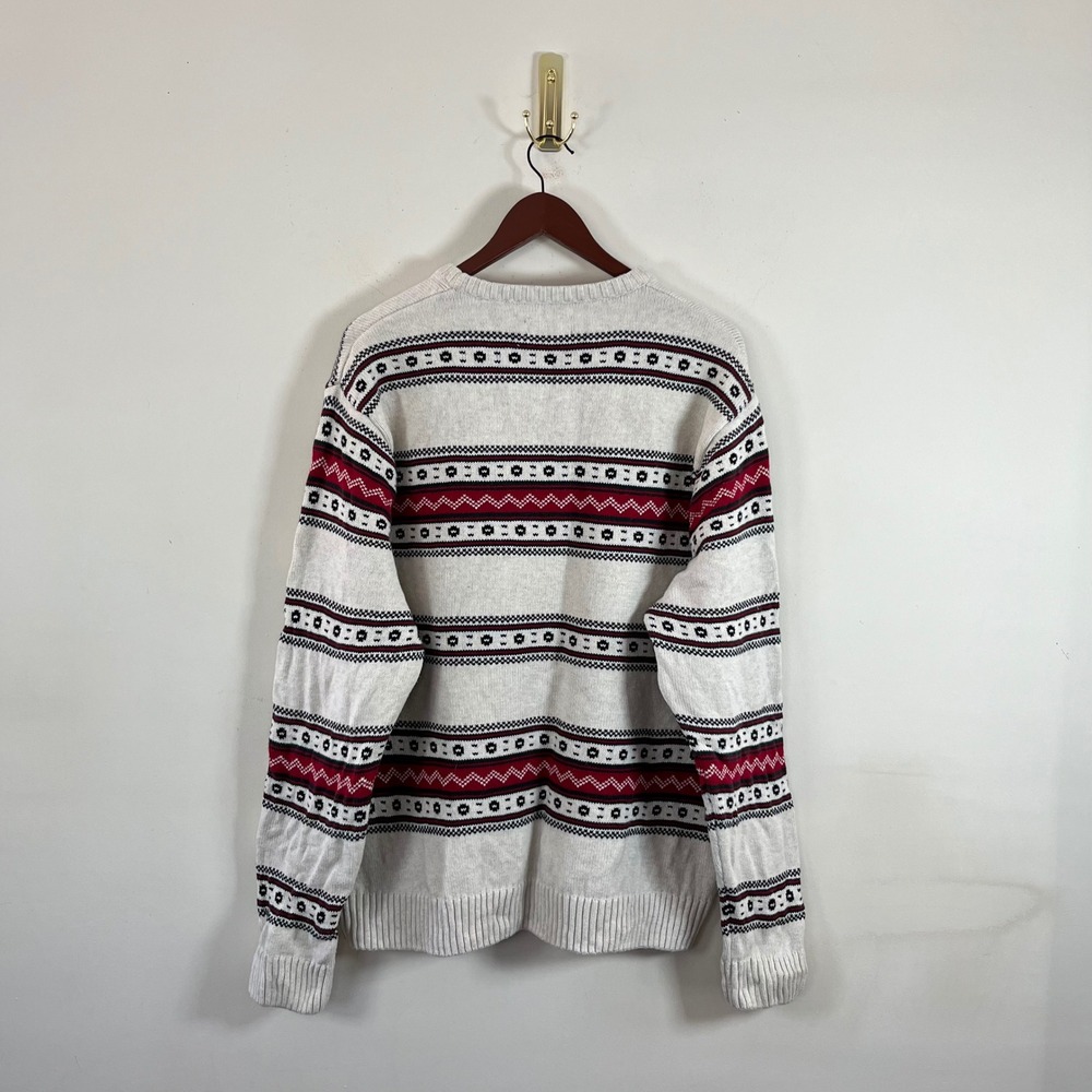 Vintage Chaps Mens Knit Crewneck Sweater Striped Aztec XXL Cotton Western - Picture 5 of 8